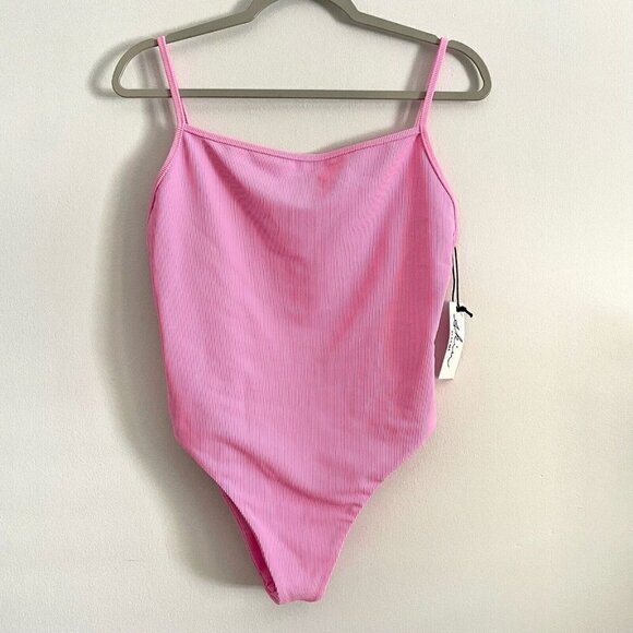 NEW Skin By Same Pink Ribbed Square Neck One Piece Swimsuit Women’s Size XXL - Picture 2 of 7